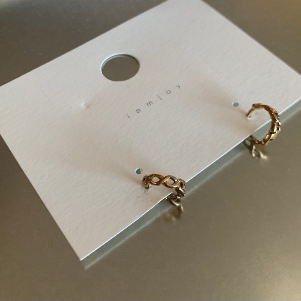 Braided Gold Lever-back Small Hoop Earrings